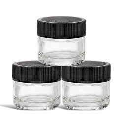 10ML GLASS WAX JAR W/BLACKTOP 12/BAG