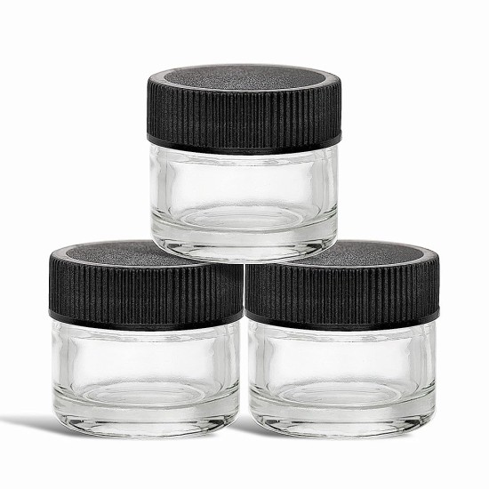 10ML GLASS WAX JAR W/BLACKTOP 12/BAG 10ML GLASS WAX JAR W/BLACKTOP 12/BAG