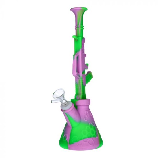 11" SILICONE WATERPIPE W/ GLASS BASE 11" SILICONE WATERPIPE W/ GLASS BASE