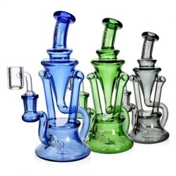 11" STAR WING COLORED GLASS RECYCLER WATERPIPE ASST