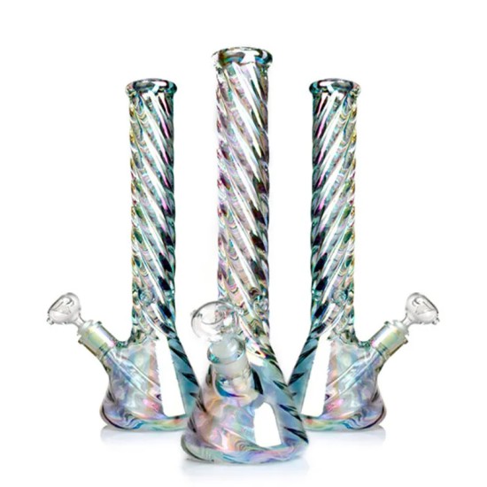 12" 9MM WATERPIPE 607 BIKER IRIDESCENT 12" 9MM WATERPIPE 607 BIKER IRIDESCENT