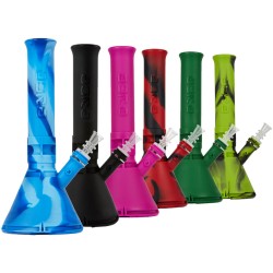 12" SILICONE WATERPIPE WIDE W/ PRINTED DESIGN