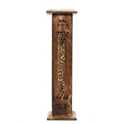 12" WOODEN INCENSE BURNER TOWER