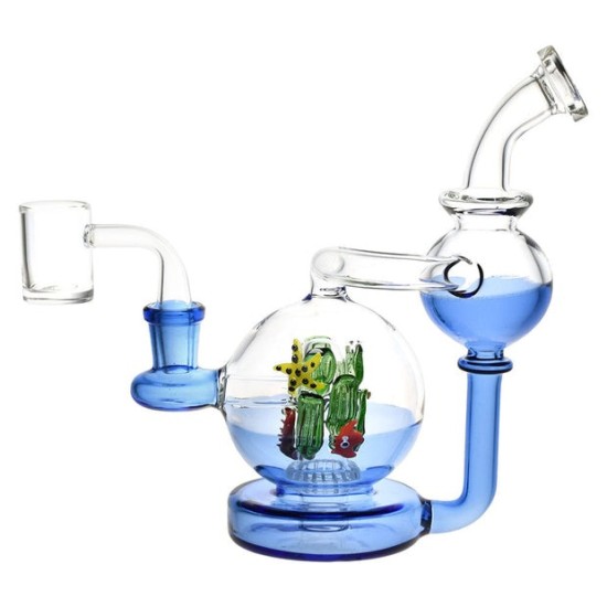14" 7MM WATERPIPE RECYCLER W/ COLOR GLOBE DESIGN KR294 14" 7MM WATERPIPE RECYCLER W/ COLOR GLOBE DESIGN KR294