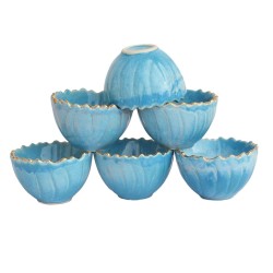 14MM BLUE W/ GOLD ART HAND MADE BOWL 3PK (7788)