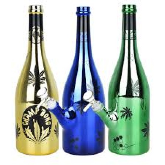 15" DABTIZED CHAMPAGNE BOTTLE WATER PIPE 15" DABTIZED CHAMPAGNE BOTTLE WATER PIPE