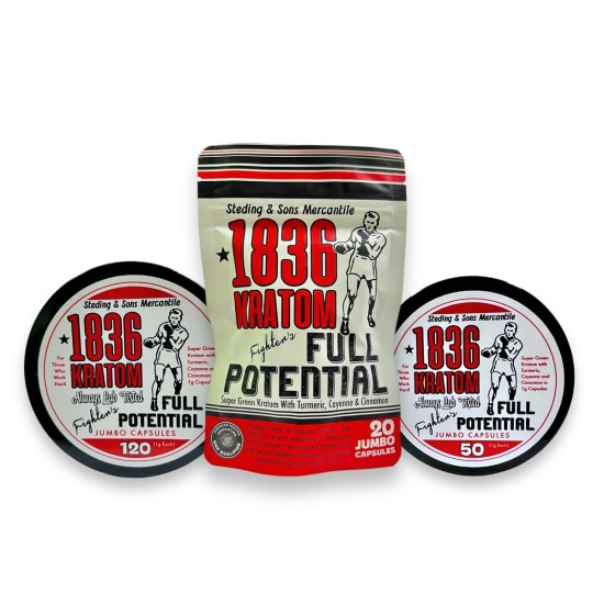 1836 KRATOM 1G CAPSULES 20CT - FIGHTER'S FULL POTENTIAL 1836 KRATOM 1G CAPSULES 20CT - FIGHTER'S FULL POTENTIAL
