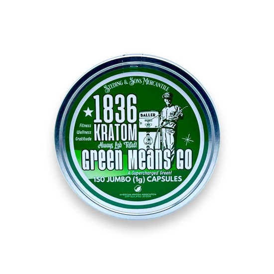 1836 KRATOM 1G CAPSULES 50CT - GREEN MEANS GO 1836 KRATOM 1G CAPSULES 50CT - GREEN MEANS GO