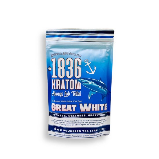 1836 KRATOM POWDERED TEA LEAF 1OZ - GREAT WHITE 1836 KRATOM POWDERED TEA LEAF 1OZ - GREAT WHITE