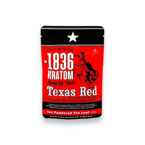 1836 KRATOM POWDERED TEA LEAF 1OZ - TEXAS RED 1836 KRATOM POWDERED TEA LEAF 1OZ - TEXAS RED