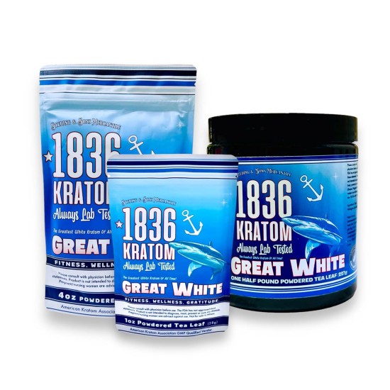 1836 KRATOM POWDERED TEA LEAF 4OZ - GREAT WHITE 1836 KRATOM POWDERED TEA LEAF 4OZ - GREAT WHITE