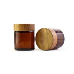 2OZ WOOD TOP GLSS JAR 60ML 12/BAG
