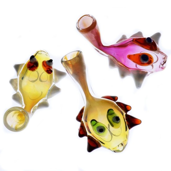 3" HAND CRAFTED BLUE FISH CHILLUM 1 PC 3" HAND CRAFTED BLUE FISH CHILLUM 1 PC