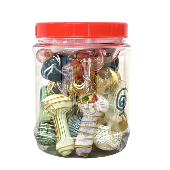 3.5" SPOTTED FRIT HANDPIPE 20CT/JAR 3.5" SPOTTED FRIT HANDPIPE 20CT/JAR