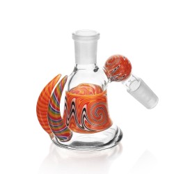 3.5" ZIG WAG GLASS ASH CATCHER W TWO HORNS