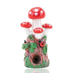 3.75" INCH POT HEAD GLASS HAND PIPE WITH MUSHROOM