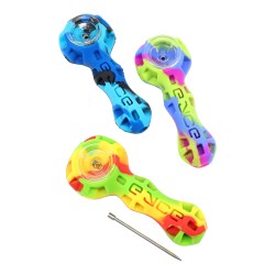 4" ALIEN SILICONE HAND PIPE W/ GLASS BOWL 3PC/PK