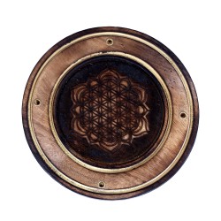 4" FLOWER OF LIFE ROUND INCENSE BURNER