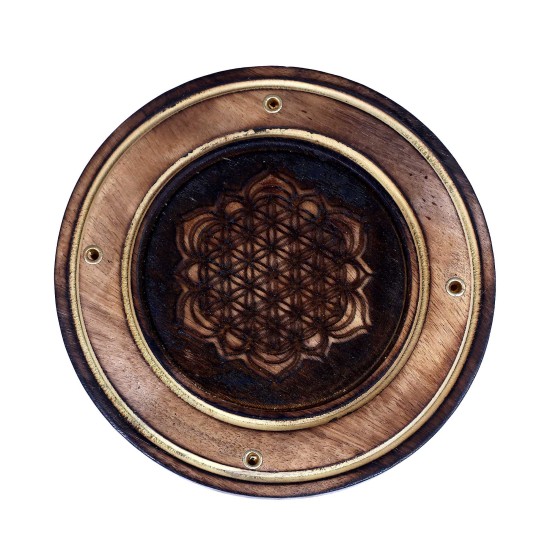 4" FLOWER OF LIFE ROUND INCENSE BURNER 4" FLOWER OF LIFE ROUND INCENSE BURNER