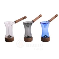 4" GLASS BUBBLER W WOOD DESIGN