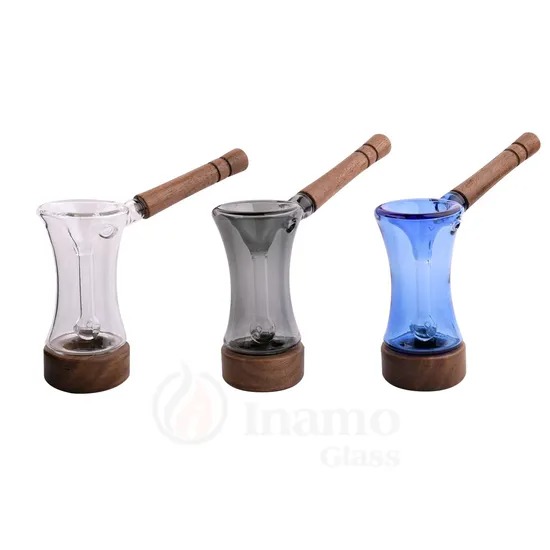 4" GLASS BUBBLER W WOOD DESIGN 4" GLASS BUBBLER W WOOD DESIGN