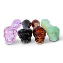 4" GLASS HAND PIPE W SKULL 2PK