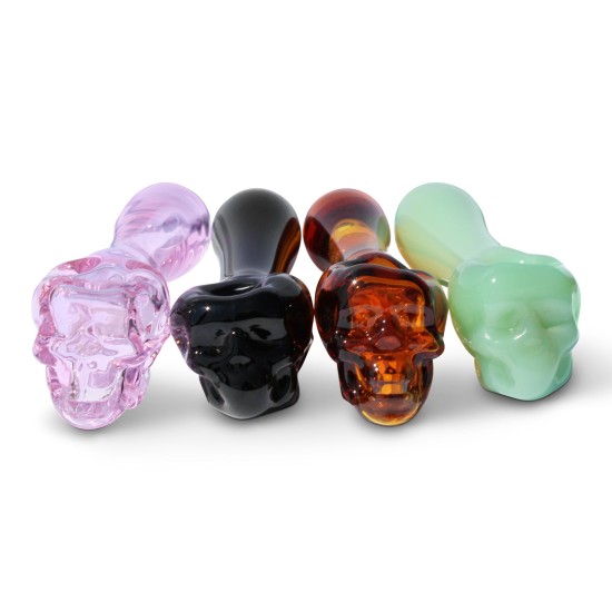 4" GLASS HAND PIPE W SKULL 2PK 4" GLASS HAND PIPE W SKULL 2PK