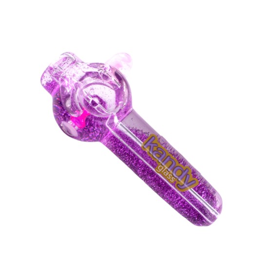 4" KANDY GLASS HANDPIPE W/ GLYCERIN & GLITTER 4" KANDY GLASS HANDPIPE W/ GLYCERIN & GLITTER