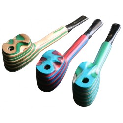 4" Wooden Pipe Multicolor  w/cap