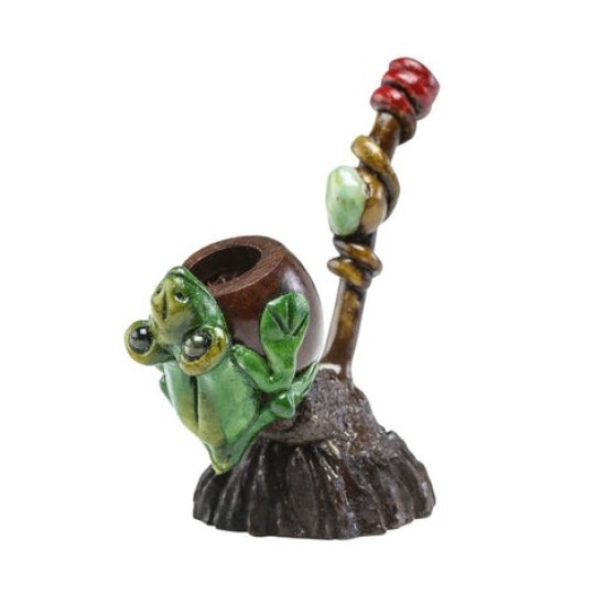 4.4" CLAY HAND PIPE W FROG DESIGN 2PK 4.4" CLAY HAND PIPE W FROG DESIGN 2PK
