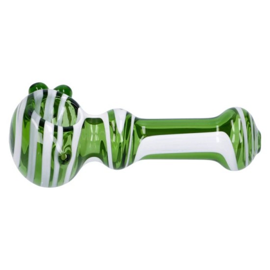 4.5" GREEN SWIRL HANDLE ART HAND PIPE 4.5" GREEN SWIRL HANDLE ART HAND PIPE