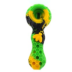 4.5" SILICON SPOON HAND PIPE W HONEY BEE 4PK