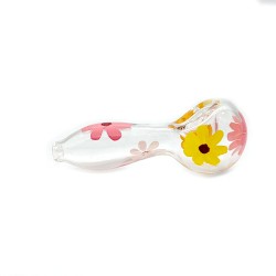 4.9" GLASS HAND PIPE FLOWER DESIGN