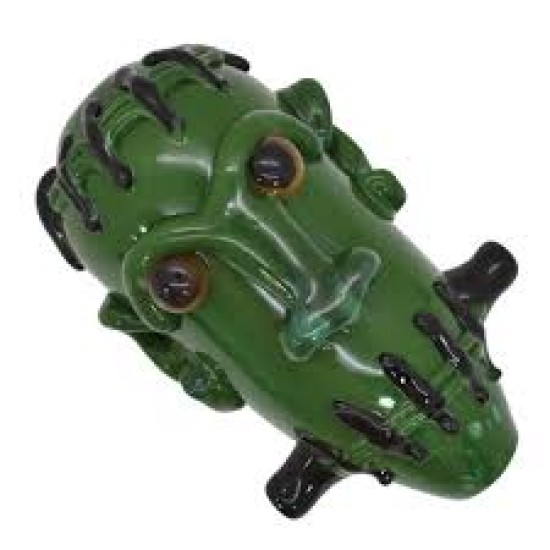 5" GLASS HAND PIPE - FRANKENSTEIN DESIGN - SB3381 5" GLASS HAND PIPE - FRANKENSTEIN DESIGN - SB3381