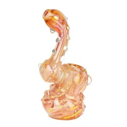5" HAND CRAFTED GOLD MARBLE MED BUBBLER