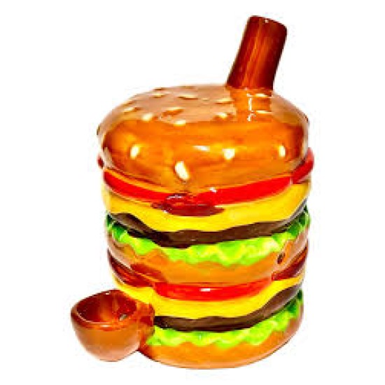 5.7" GLASS HANDPIPE W HAMBURGER 5.7" GLASS HANDPIPE W HAMBURGER