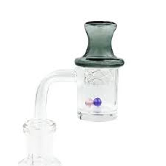 5MM 14M/10M - QUARTZ FLAT TOP BANGER W/ CARB CAP & BEADS 5MM 14M/10M - QUARTZ FLAT TOP BANGER W/ CARB CAP & BEADS