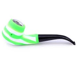 6" GREEN TUBE WHITE ART SHERLOCK PIPE