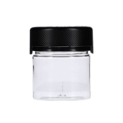 60ML (2OZ) BLACK PLASTIC TOP GLASS JAR CHILD PROOF 12CT/BAG