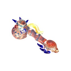 8" HAND CRAFTED FLOWER HORN DESIGN HAMMER BUBBLER 8" HAND CRAFTED FLOWER HORN DESIGN HAMMER BUBBLER