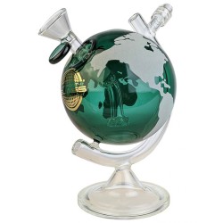 8.3" GLASS WATER PIPE W GLOBE GLOW IN DARK 8.3" GLASS WATER PIPE W GLOBE GLOW IN DARK