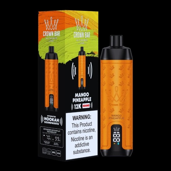 ALFAKHER CROWN BAR 12K PUFFS 5CT/BX - MANGO PINEAPPLE