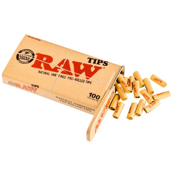 AMBER RAW PAPER ROLLING TIP 100PCS