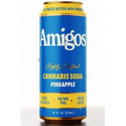 AMIGOS CANNABIS SODA 50MG THC 4PK - PINEAPPLE