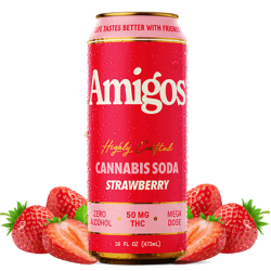 AMIGOS CANNABIS SODA 50MG THC 4PK - STRAWBERRY