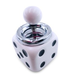Ashtray 1Ct Ceramic White Dice With Spinning Lid A205   1/1