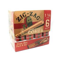 ZIG ZAG UNBLEACHED 1 1/4 CONES 6PK 36CT