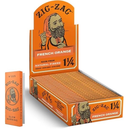 ZIGZAG 1 1/4 FRENCH ORANGE ROLLING PAPERS  24CT