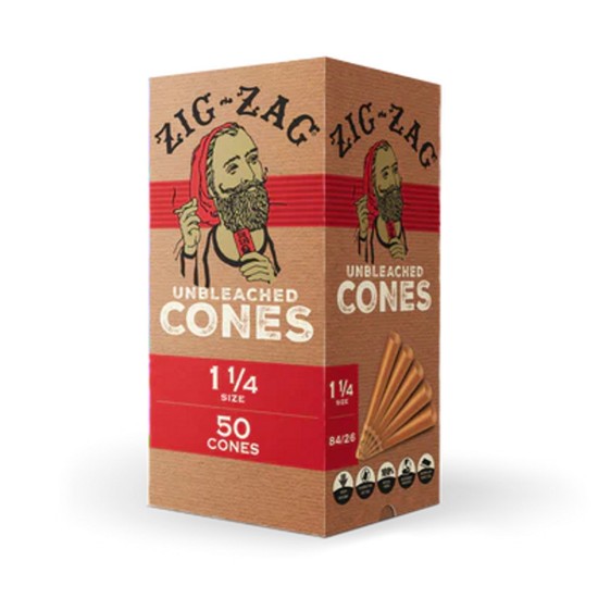 ZIZ ZAG UNCLEACHED CONES 1 1/4 50CT