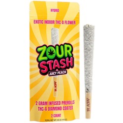 ZOUR STASH THCA LIQUID DIAMONDS INFUSED PREROLLS 2G 10CT/JAR - JUICY PEACH (HYBRID)